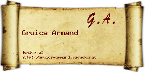 Gruics Armand névjegykártya
